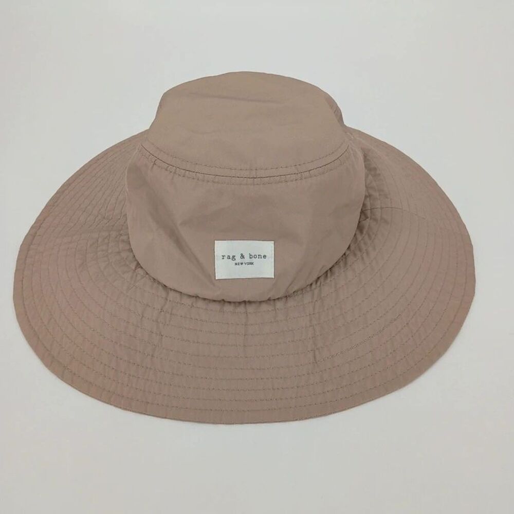 rag & bone Wide Brim Sun Hat Taupe Recycled Polyester Minimalist M/L